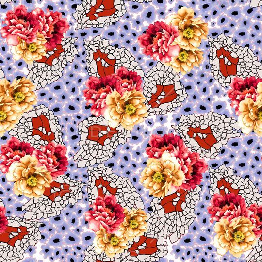 手绘水彩花卉印花华亿平台图片