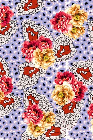 手绘水彩花卉印花华亿平台图片