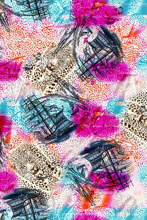 手绘船印花华亿平台图片