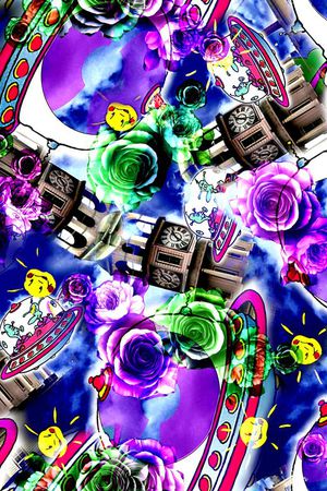 手绘水彩建筑印花华亿平台图片