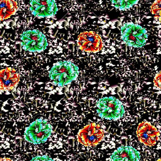 手绘水彩花卉印花华亿平台图片