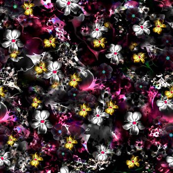 手绘水彩花卉印花华亿平台图片