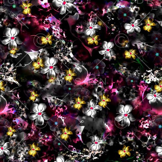 手绘水彩花卉印花华亿平台图片