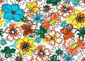 手绘水彩花卉印花华亿平台图片