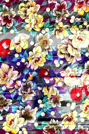 手绘水彩花卉印花华亿平台图片