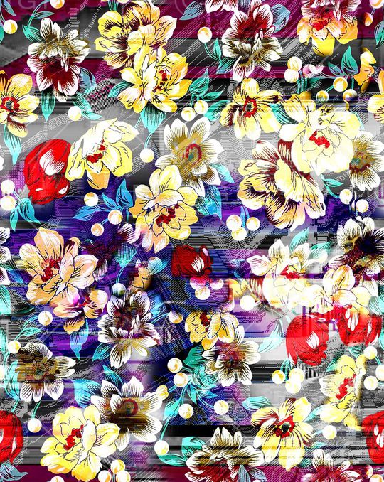 手绘水彩花卉印花华亿平台图片