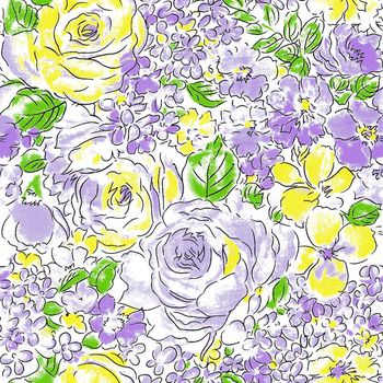 手绘水彩花卉印花华亿平台图片