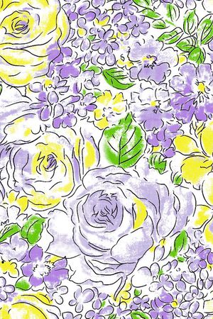 手绘水彩花卉印花华亿平台图片