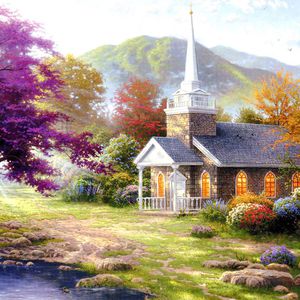 油画风景印花华亿平台图片