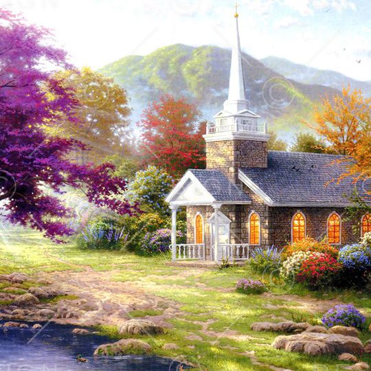 油画风景印花华亿平台图片