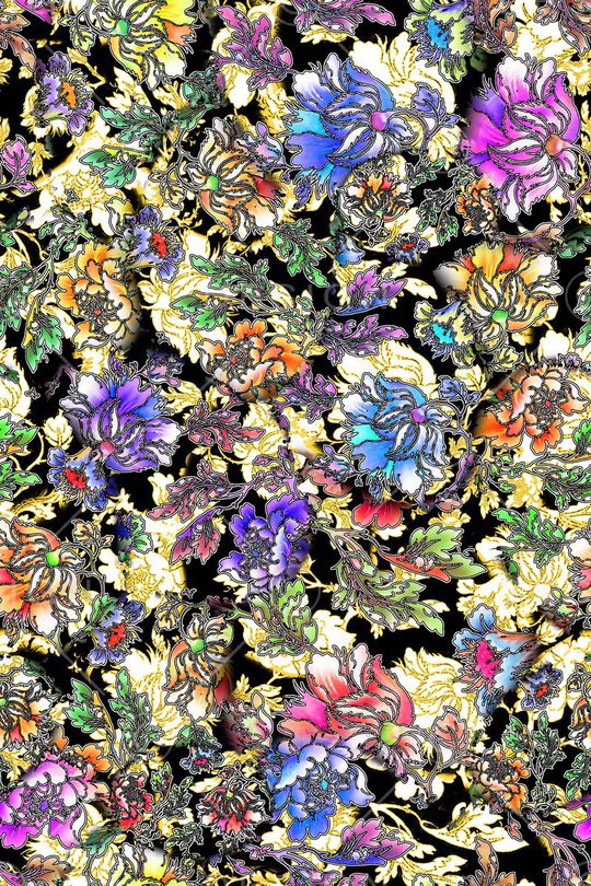 手绘水彩花卉印花华亿平台图片