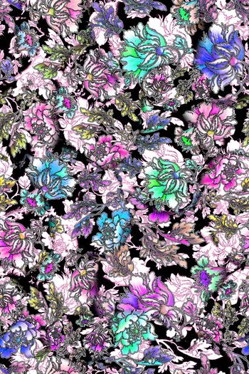 307129-多彩黑边民族风花卉花朵组合