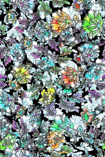 307130-多彩黑边民族风花卉花朵组合