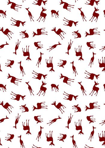 307135-乱花满布动物麋鹿剪影排列印花华亿平台