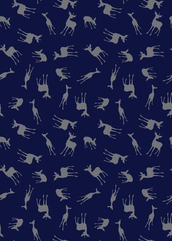 307137-乱花满布动物麋鹿剪影排列印花华亿平台