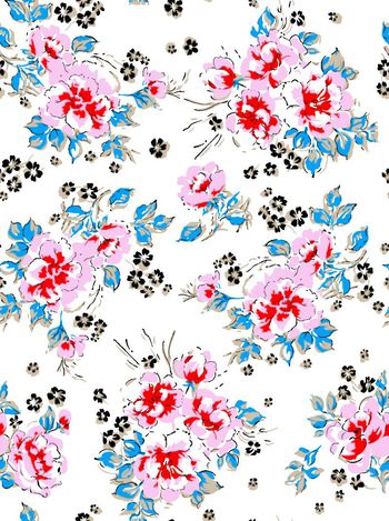 手绘水彩花卉印花华亿平台图片