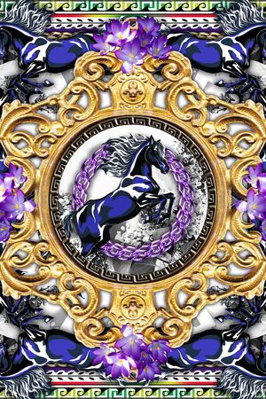 几何古典花纹印花华亿平台图片