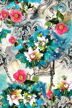 手绘水彩花卉印花华亿平台图片