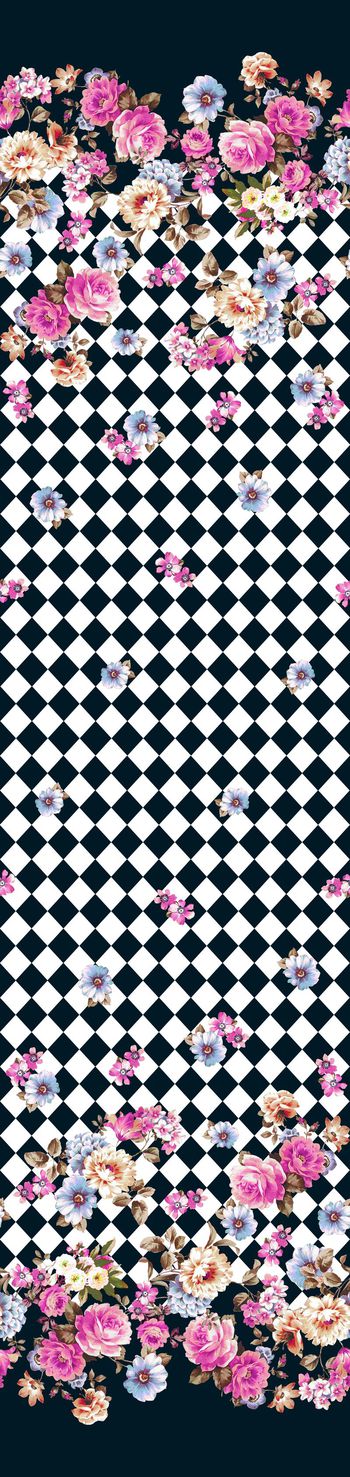 307431-数码印花格菱花卉