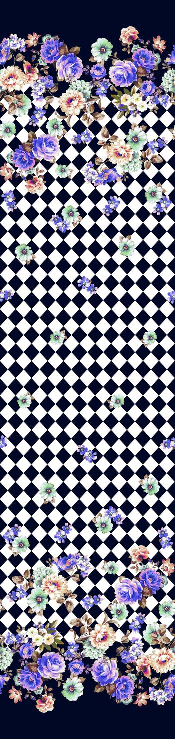 307432-数码印花格菱花卉