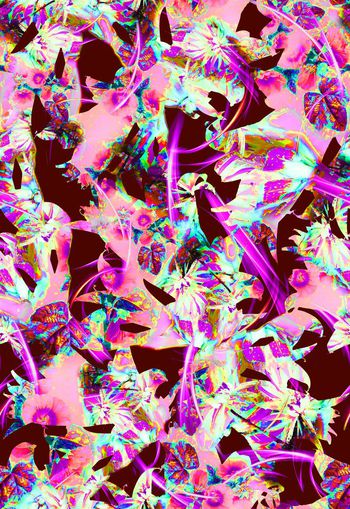 307508-多彩破烂抽象花卉花朵组合