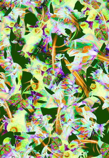 307509-多彩破烂抽象花卉花朵组合