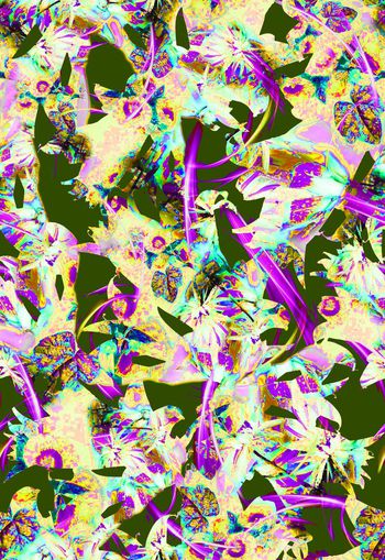 307510-多彩破烂抽象花卉花朵组合