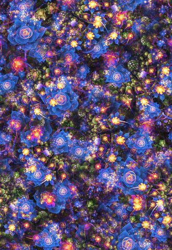 307629-富贵绚丽变幻抽象炫光花卉组合印花