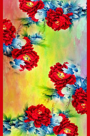 牡丹印花华亿平台图片