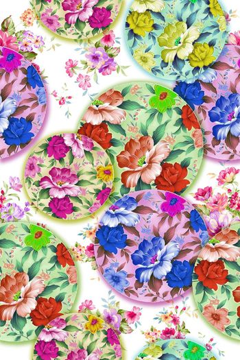 308114-欧式复古野餐风格碎花底纹鲜花磁盘女