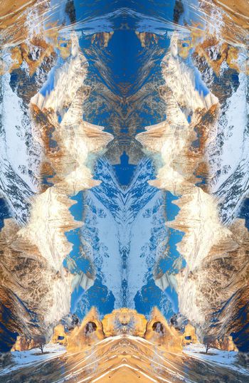 308292-抽象雪山景观对称定位雪景印花