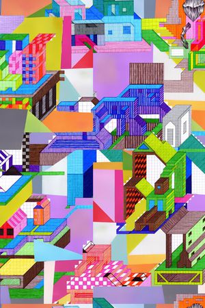 手绘几何印花华亿平台图片