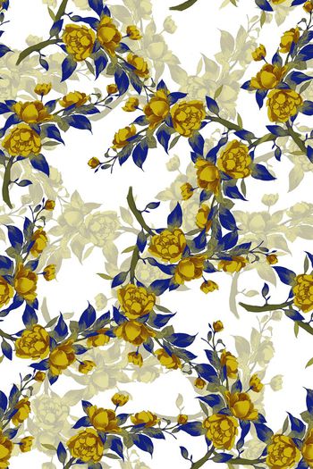 308579-欧美品牌风格优雅红色花卉碎花女装花