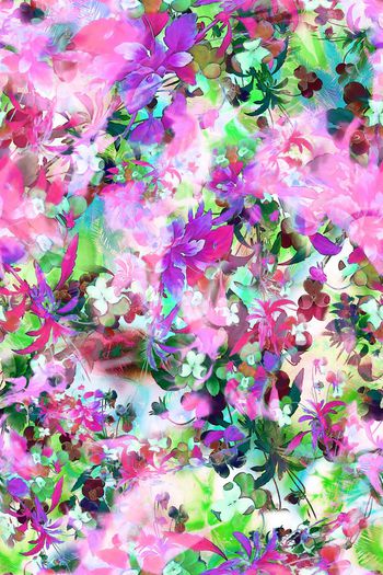 308615-多彩水彩效果花卉花朵组合