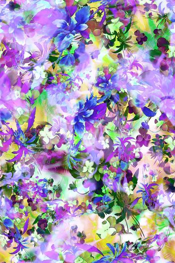 308616-多彩水彩效果花卉花朵组合