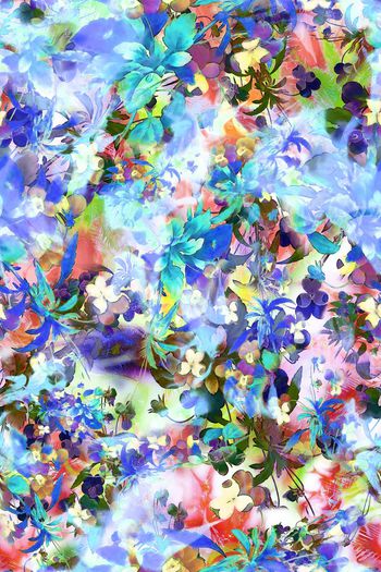 308617-多彩水彩效果花卉花朵组合