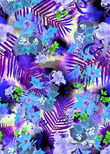 308620-多彩热带水彩花卉花朵组合