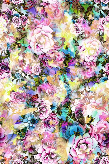 308658-多彩水彩效果花卉花朵组合