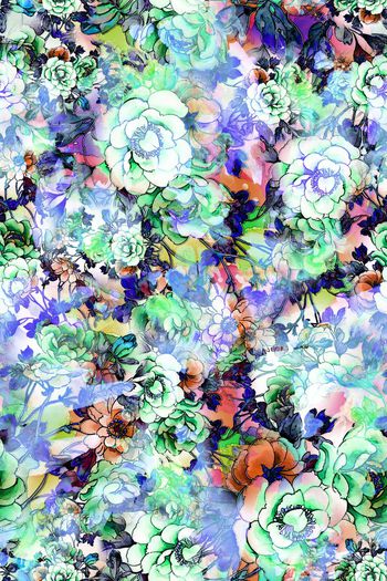 308659-多彩水彩效果花卉花朵组合