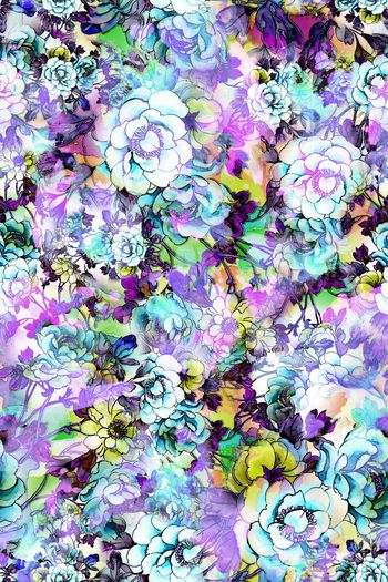 308660-多彩水彩效果花卉花朵组合