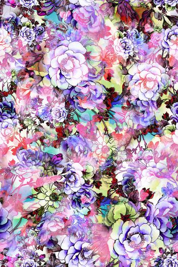 308661-多彩水彩效果花卉花朵组合