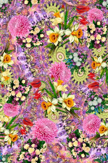 308864-多彩民族抽象底纹花卉花朵组合