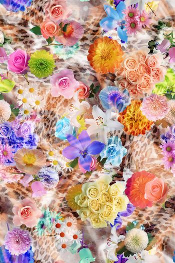 308881-多彩亮色花卉花朵动物纹豹纹组合
