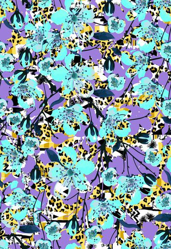 309861-WT324夏日清爽休闲动物豹纹花卉