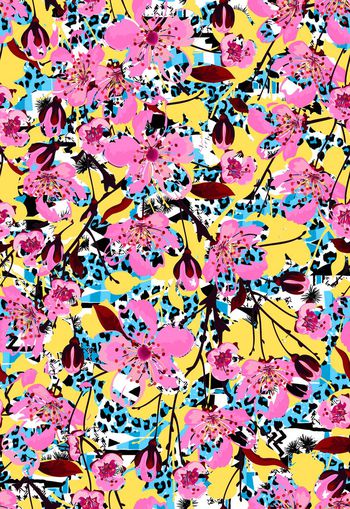 309862-夏日清爽休闲动物豹纹花卉组合假日印