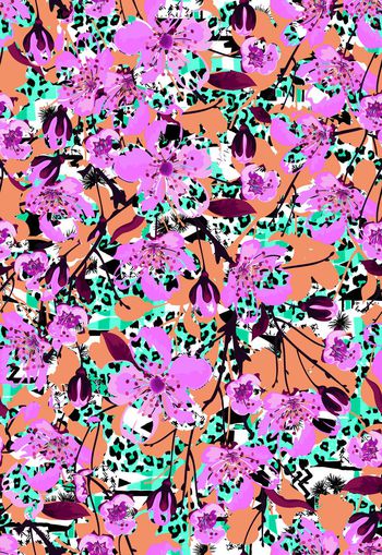 309863-夏日清爽休闲动物豹纹花卉组合假日印