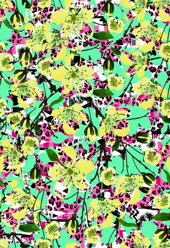 309864-夏日清爽休闲动物豹纹花卉组合假日印