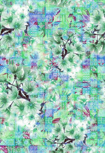 309869-WT325清新民族风几何图案花卉组