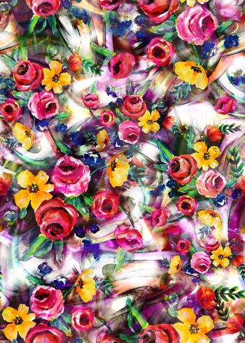 310127-多彩手绘水彩花卉花朵组合