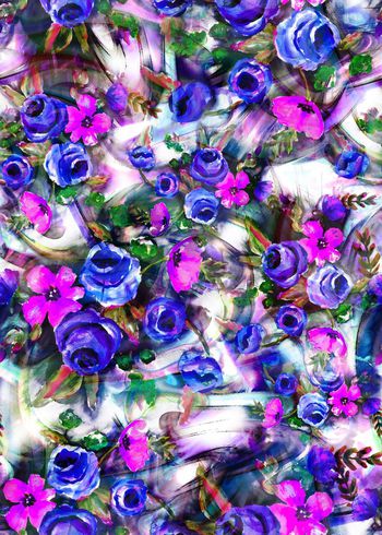 310128-多彩手绘水彩花卉花朵组合